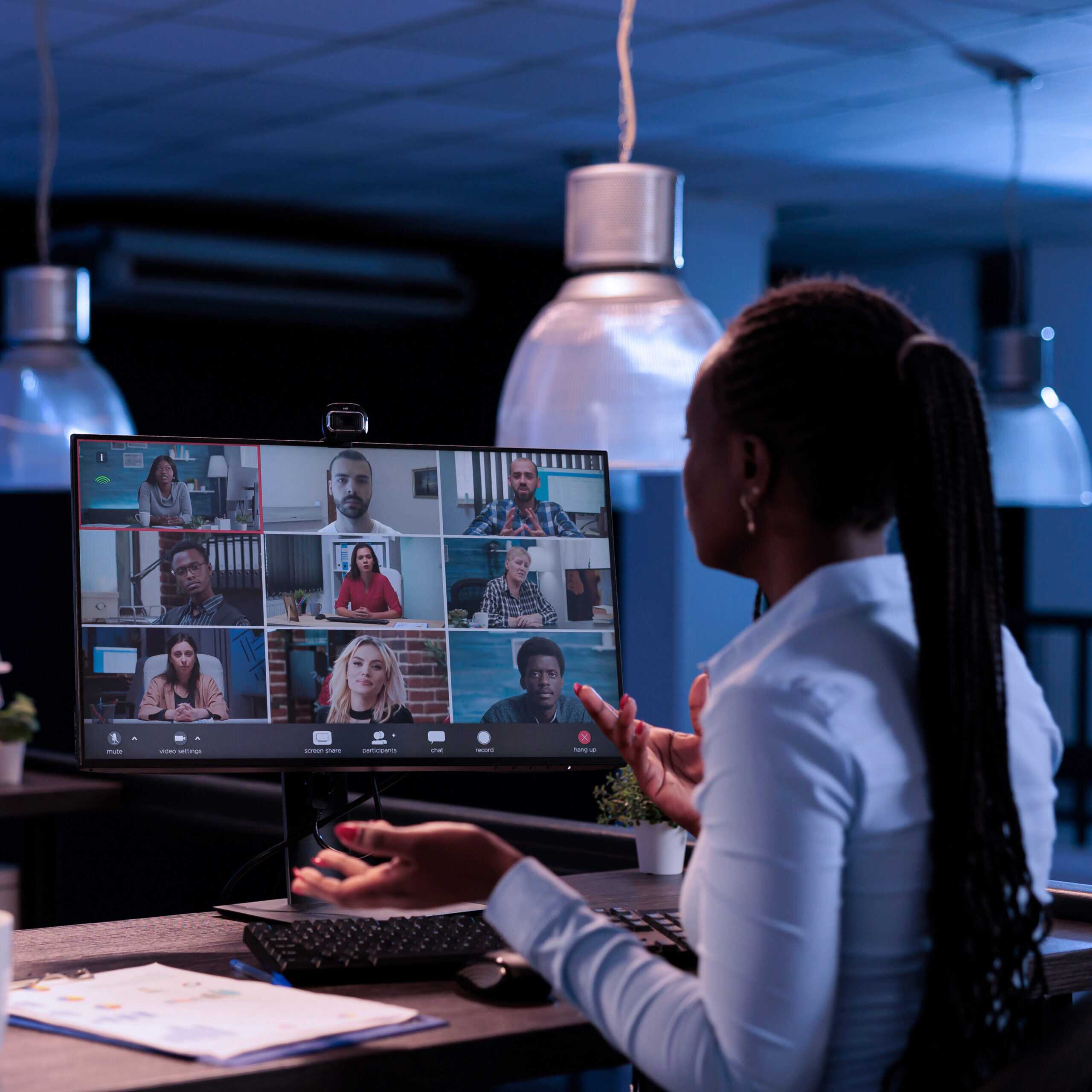 Executive Assistant Talking To Business Team On Remote Videocall
