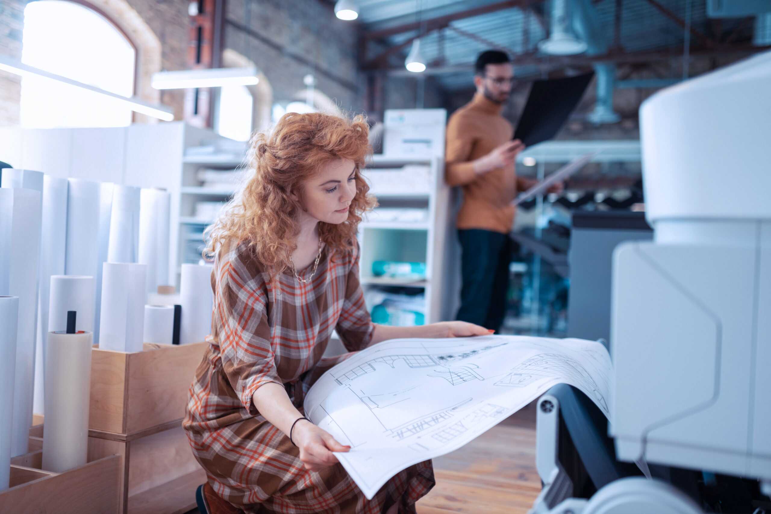 Interior Designer Feeling Involved In Printing Sketches