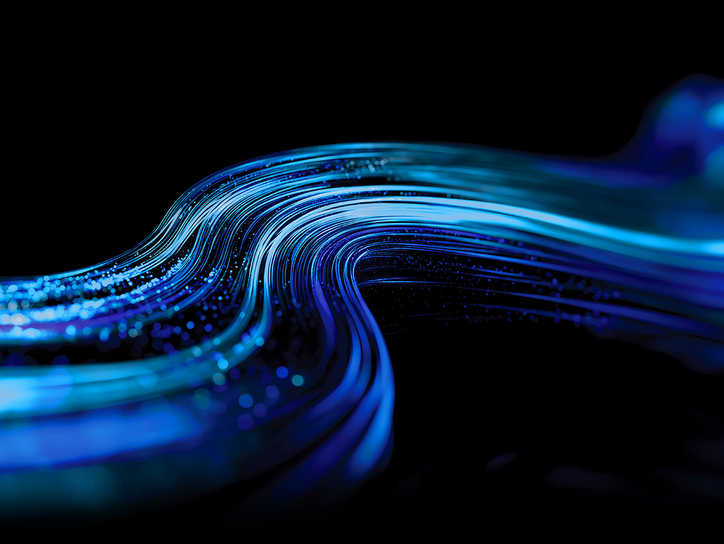 Graphical illustration of a blue digital wave