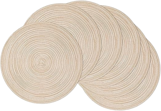 SHACOS Round Placemats Set of 6 Cotton Polyester Braided Place Mats
